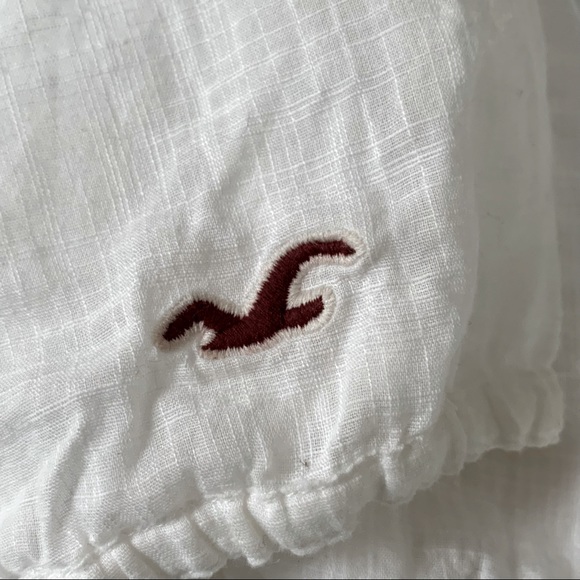 Hollister White Ruffle Cotton Short Sleeve Top| XS - Picture 6 of 8